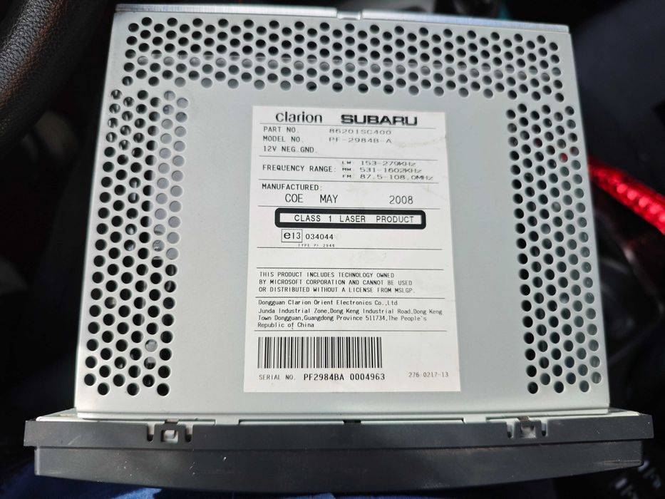 Cd player subaru forester sh5 2008