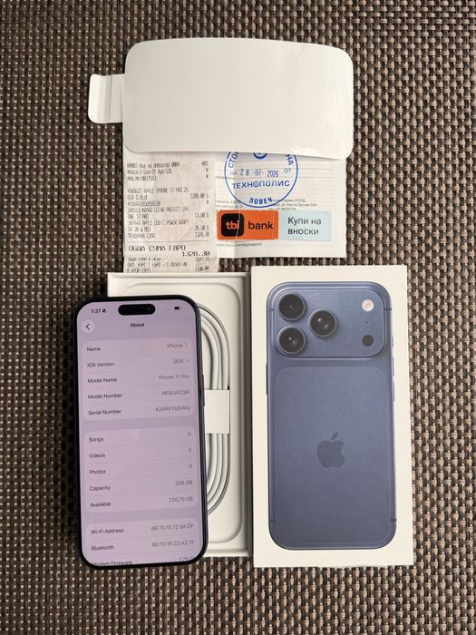 НОВ! *ЛИЗИНГ* iPhone 17 Pro 256Gb Deep Blue 24М ГАРАНЦИЯ