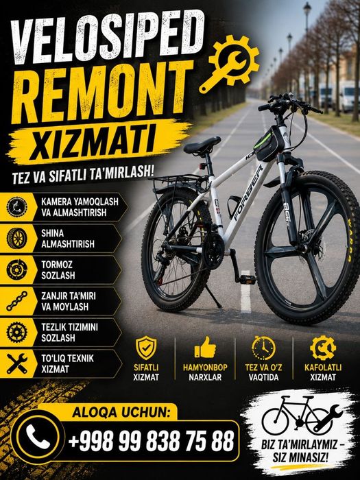 Velosiped tuzatamiz toza va sifatli tuzatamiz