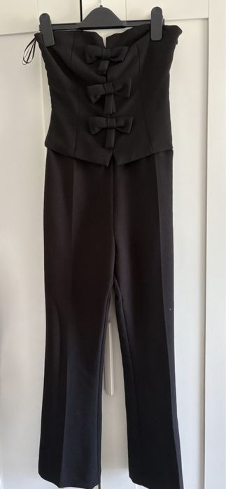 Елегантен черен гащеризон с панделки – нов