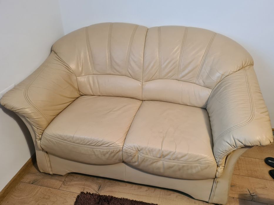 Set canapele piele crem 3-2-1