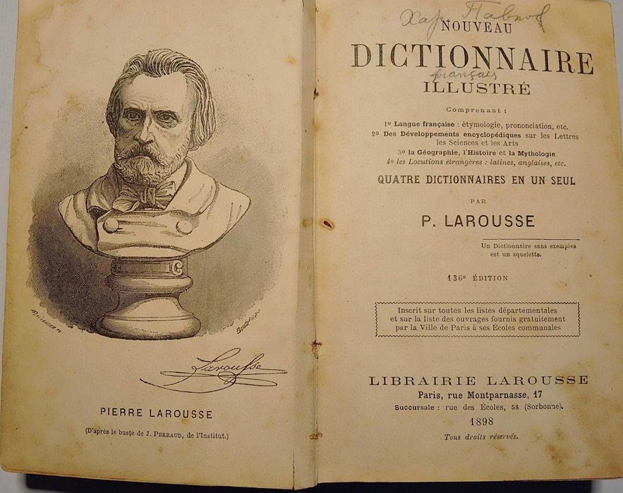 Френски речник, четири речника в един, 1898г., QUATRE DICTIONNAIRES