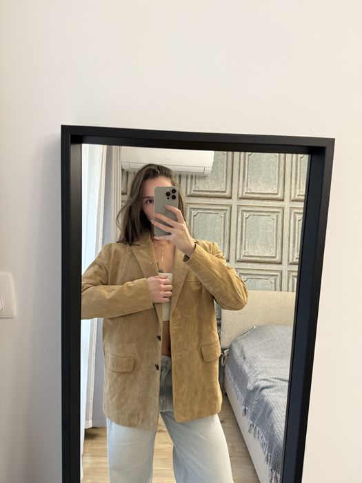 Сако яке от естествена кожа Zara p.M