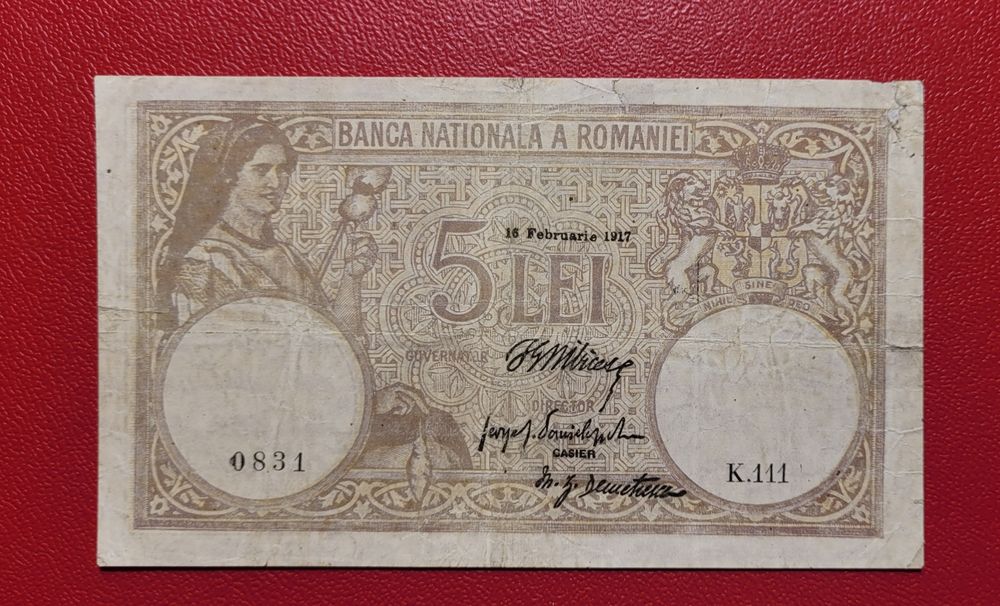Bancnota 5 lei 1917 mai rara bani vechi