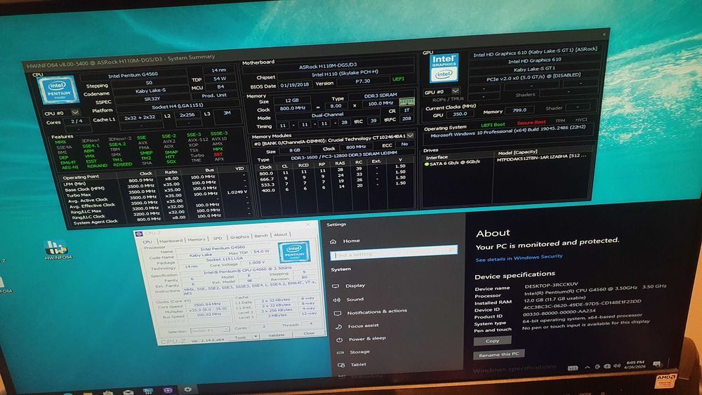 kit h110m + G4560 + cooler + 12gb ram