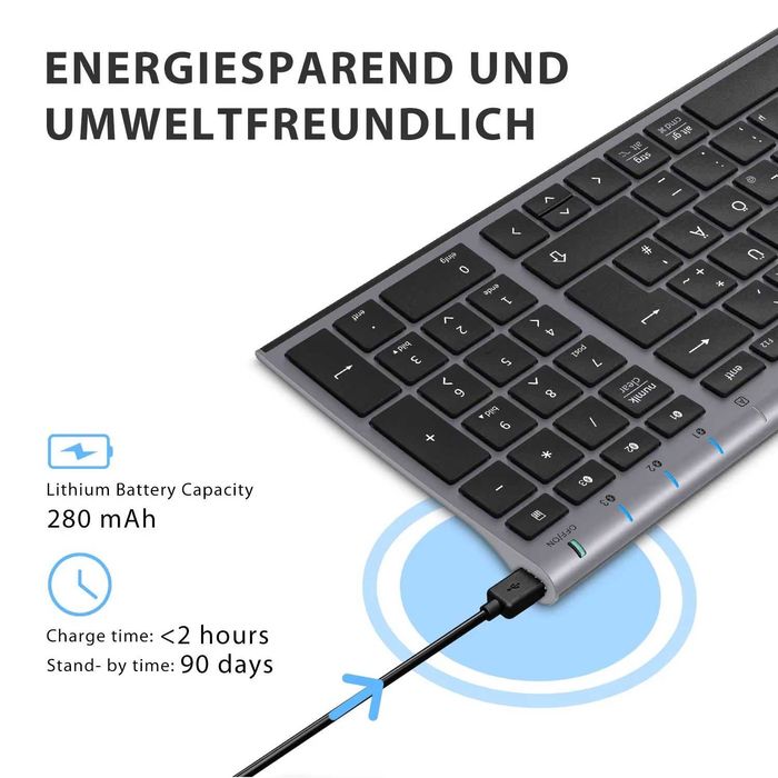 Tastatura Bluetooth iClever BK10 ultra subtire multidispozitiv QWERTZ