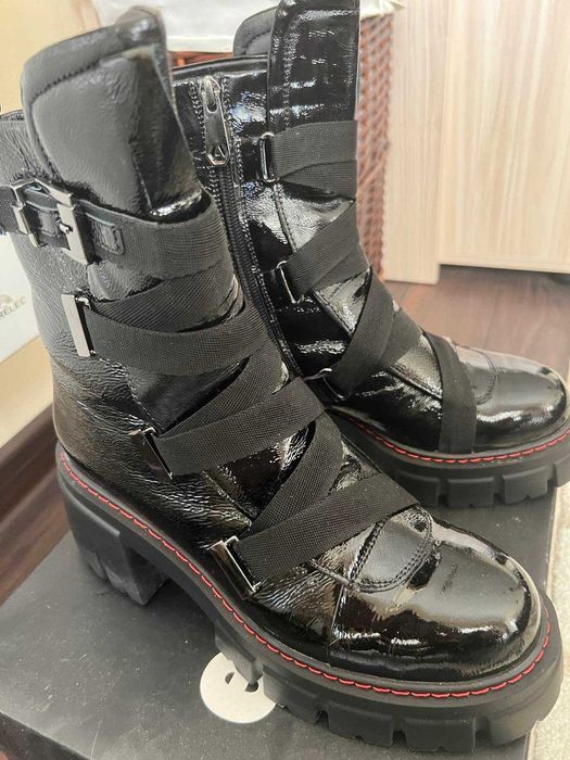 Лачени зимни боти от естествена кожа