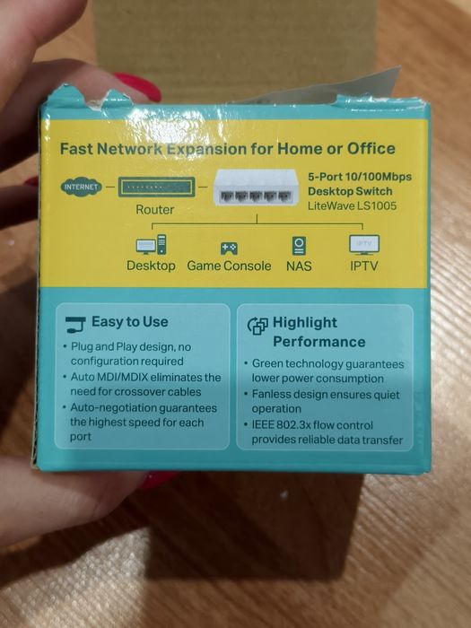 Коммутатор tp link 5 портов, 10/100 mbps