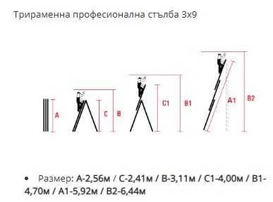 Трираменна алуминиева стълба 3х7 3х9 3х11 Арон България