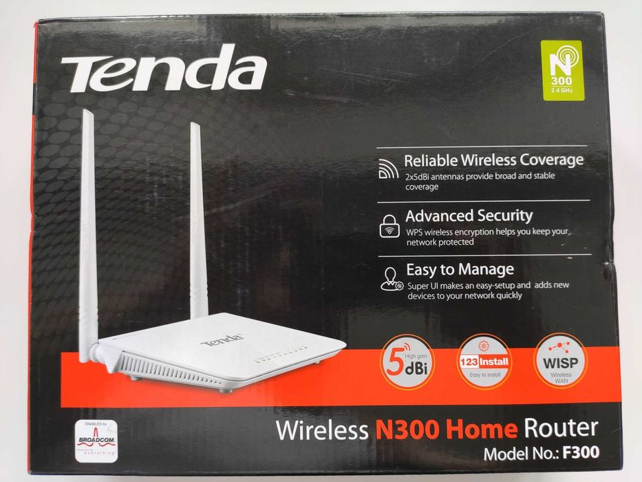Router Wireless Tenda N300, Model F300, 2,4GHz, 5 dBi, 300 Mbps, Nou ...