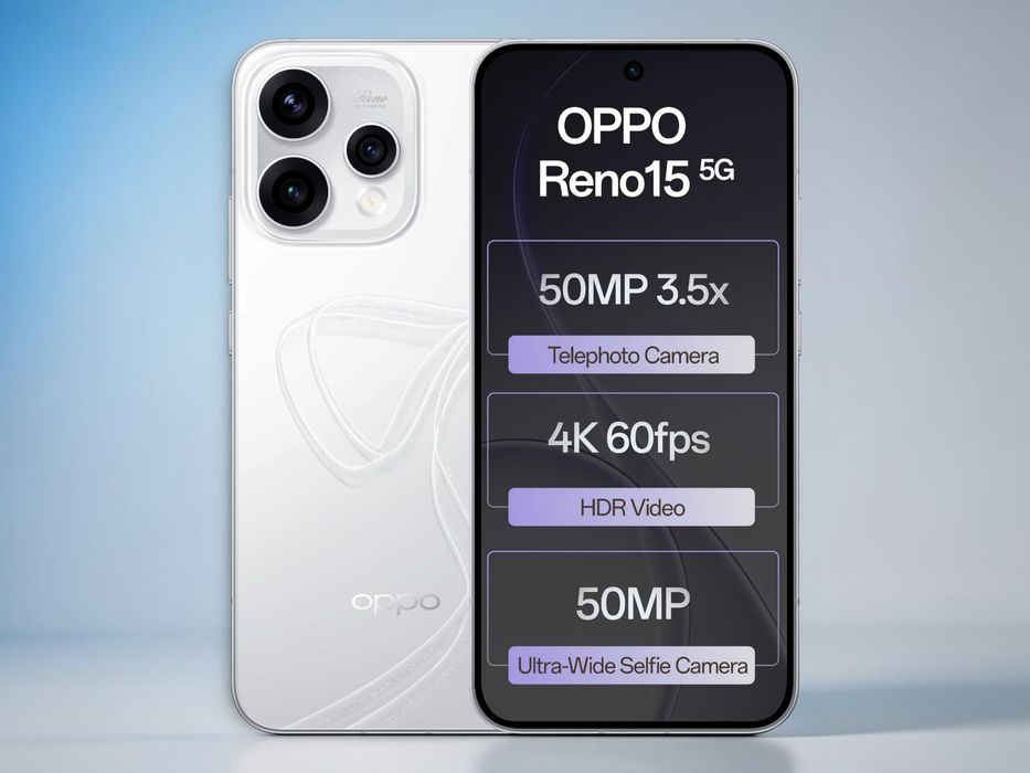 НОВ! OPPO Reno 15 5G 6.59" 512GB 8RAM White / Black Гаранция!