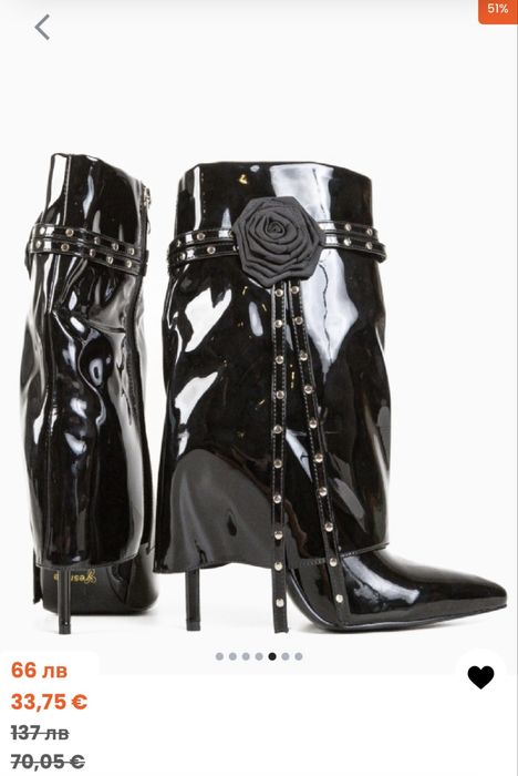 Черни лачени ботушки на ток