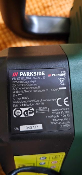 drujba electrica parkside PAKS 20-Li E5