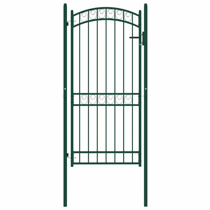 Poartă de gard EMMEN cu vârf curbat din oțel 100x136 cm verde
