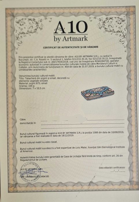 Tabachera din argint