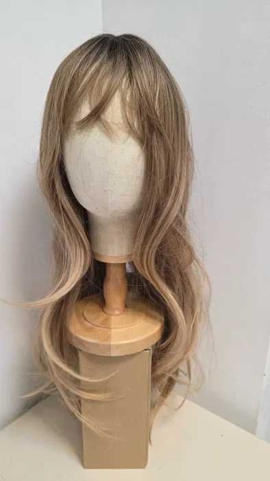 Pachet 2 produse rezervat: perucă HAIRCUBE lungă blond bej + topper cu 3 clipsuri