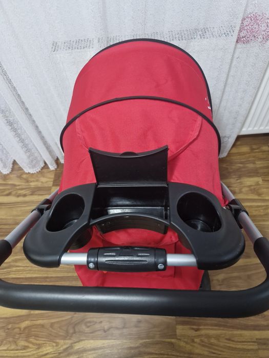 Carucior cu maner reversibil Juju, I Love My Parents, Rosu