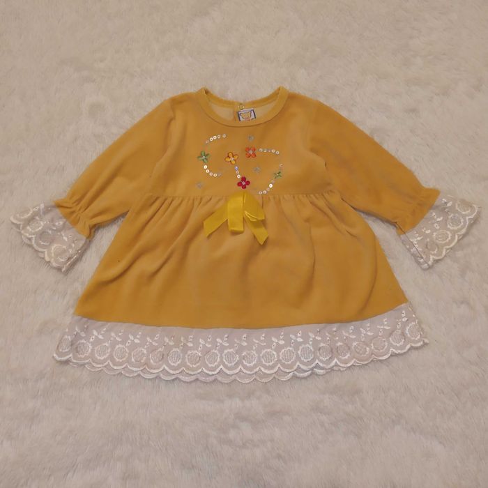 Платье велюровое желтое д1075