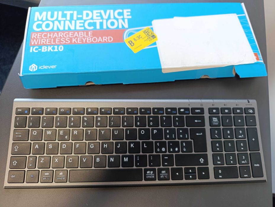 Tastatură Bluetooth iClever IC-BK10 Wireless, Reîncărcabilă, USB-C, 99 Taste – Gri