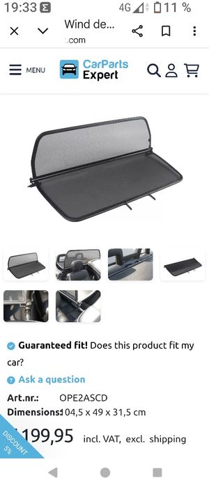 Deflector opel astra g cabrio