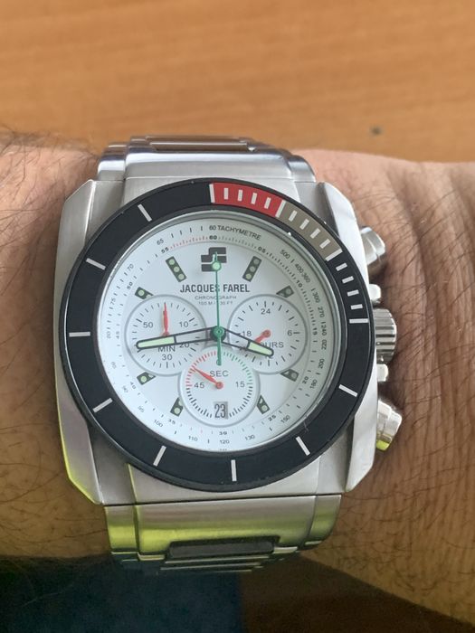Jacques Farel  хронограф с керамичен базел и звена нс веригата