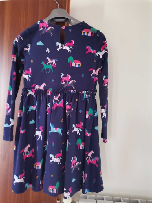 Тъмносиня детска рокля с дълъг ръкав, размер 146