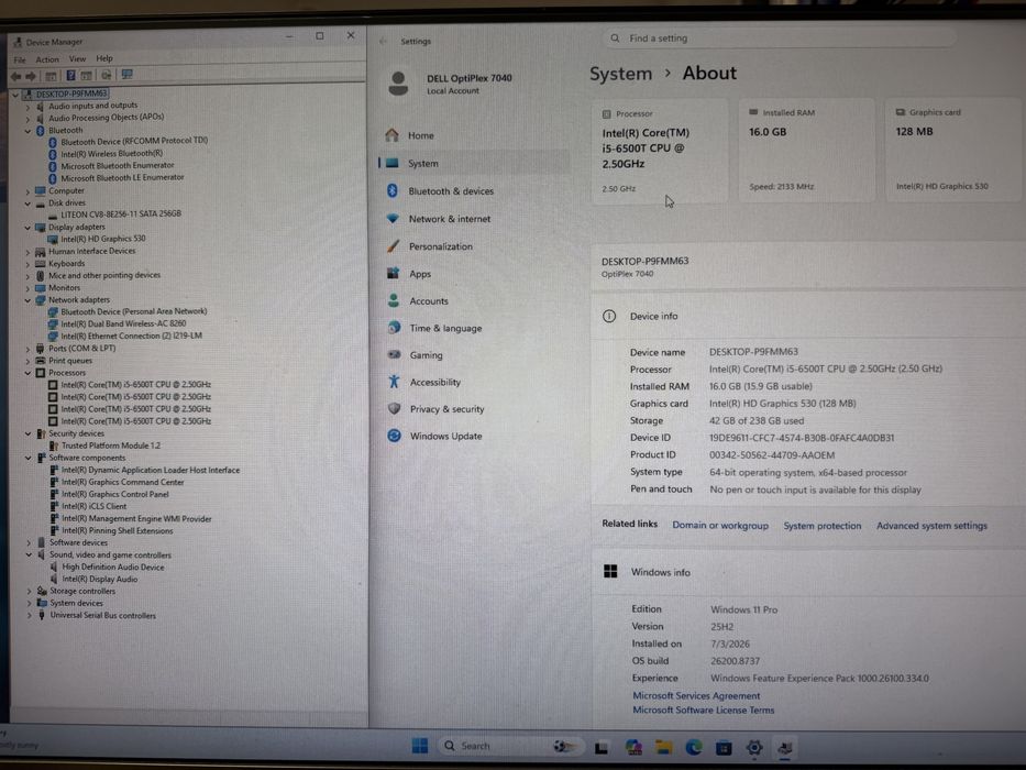 Mini PC/Tiny DELL OptiPlex 7040, Intel i5-6500T, 16GB RAM, 256GB SSD, Wi-Fi