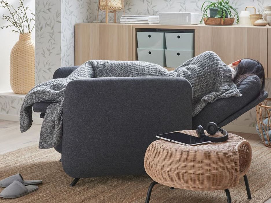 Fotoliu extensibil rabatabil gri închis IKEA EKOLSUND, stare excelenta