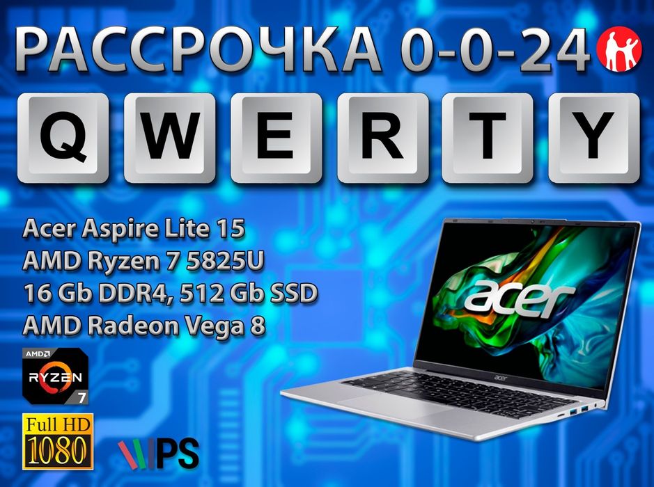 Новые Acer Lire 15 (Ryzen 7 5825u, 16 потоков)