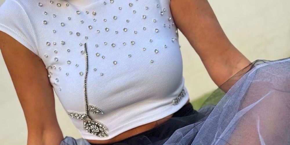 Джофра топ - уникален с камъни и прекрасна роза