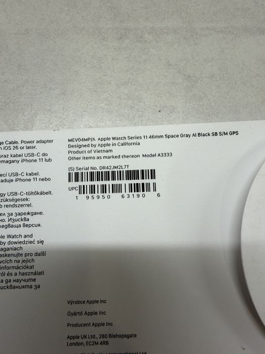 ЗАПЕЧАТАН! Apple Watch Series 11 46mm Space Gray 36м. Гаранция