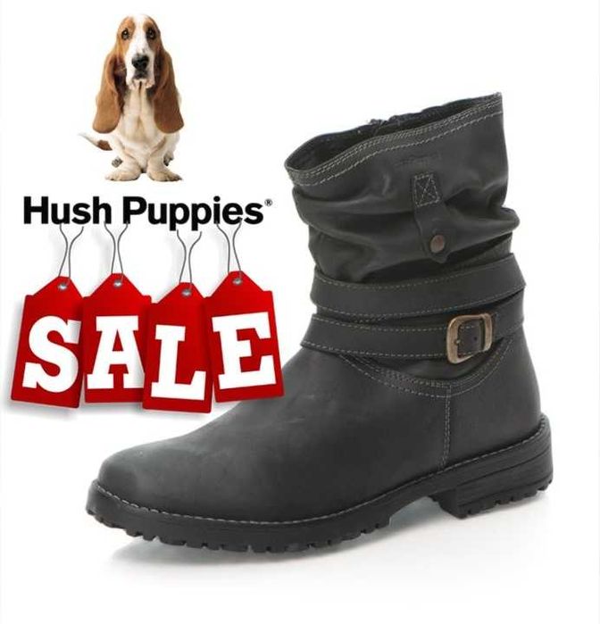 HUSH PUPPIES № 37/38 – Дамски черни боти от естествена кожа нови кутия