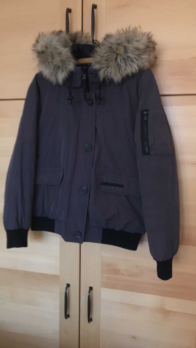 Дамско зимно топло тъмнолилаво яке с качулка, размер S