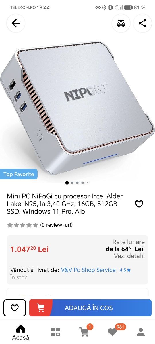 Mini PC NiPoGi-GK3 Plus Intel N95, 16GB, 512GB SSD 