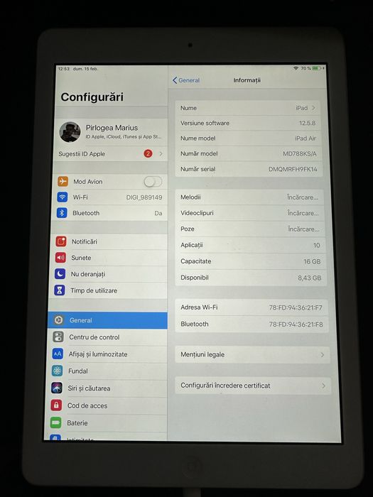 iPad Air A1474 16GB WiFi + husa