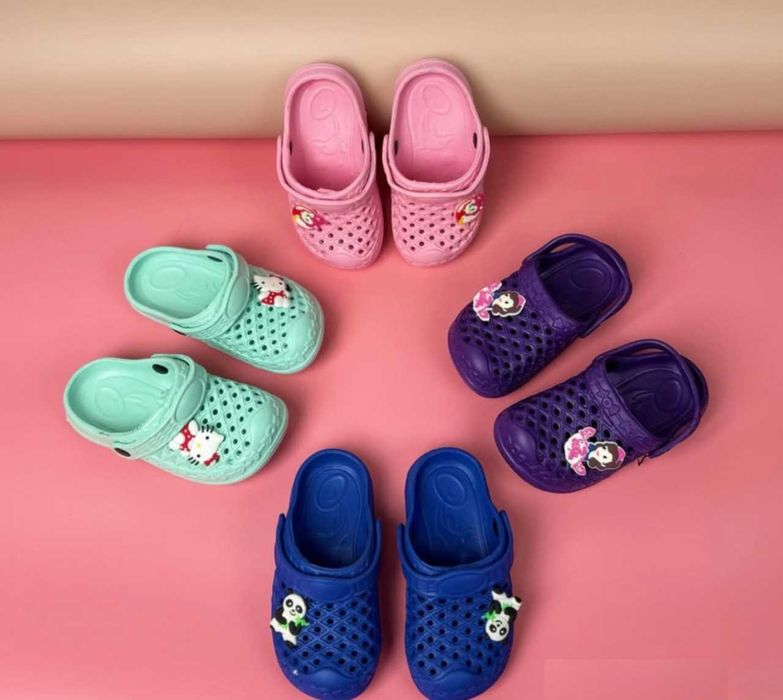 Детские кроксы розовые и чёрные, р.р.: 24-29