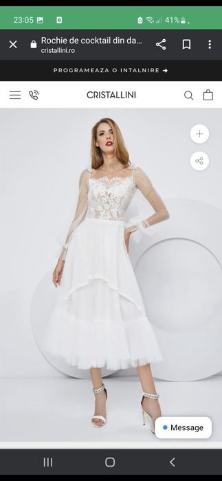 Rochie albă Cristallini