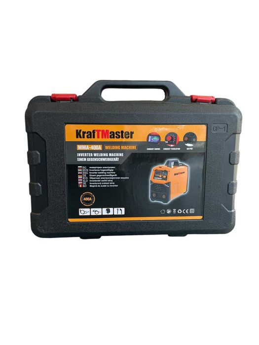 Инверторен заваръчен апарат KraftMaster MMA-400A в куфар / електрожен