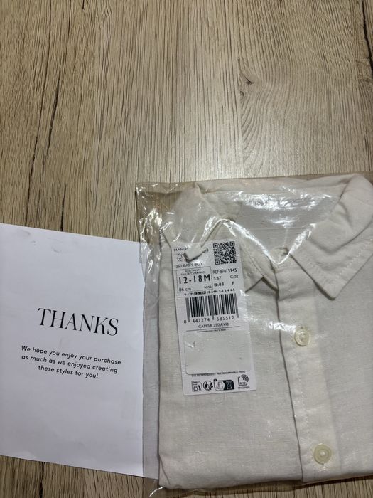 Бебешка мъжка ленена ризка MANGO 12-18 м.