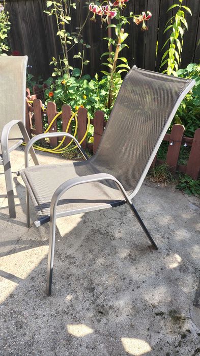 Set 2 scaune de gradina GoodHome Janeiro, gri, cadru aluminiu+textil, stivuibile