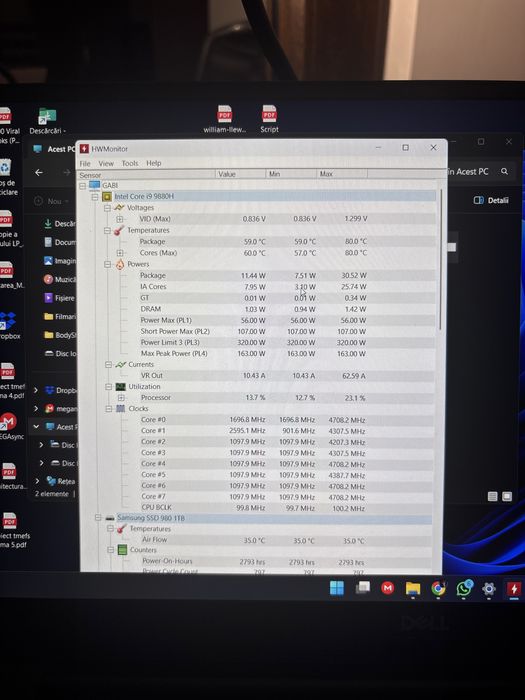 Laptop Dell Precision 5540 i9-9980HK Quadro T2000 / 24GB RAM / 1TB SSD