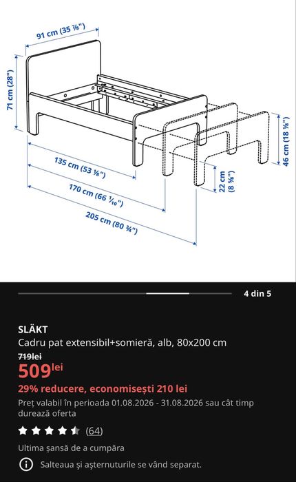 Vand pat copii IKEA SLAKT | extensibil + altele