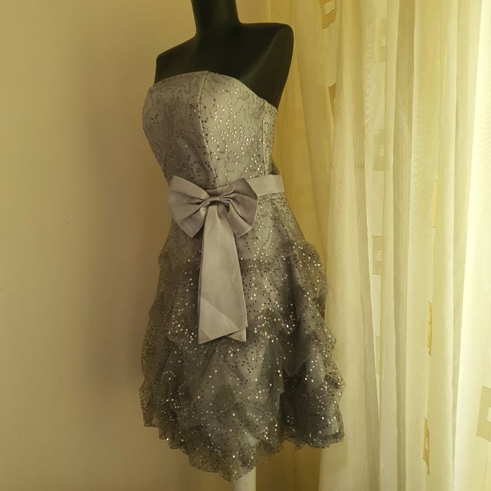 Rochie cu paiete gri argintie