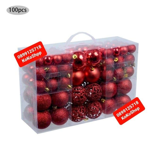 Топки за елха-100 броя/червени,златни топки за елха/