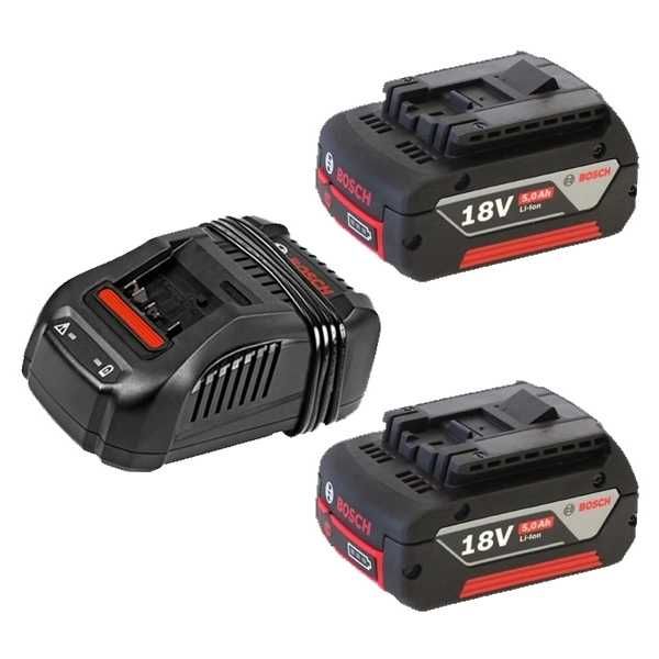 Pachet Bosch GSR 18V-21 - Masina de gaurit si insurubat, 55 Nm + Set 2 acumulatori si incarcator, Li-Ion, 18 V, 5 Ah
