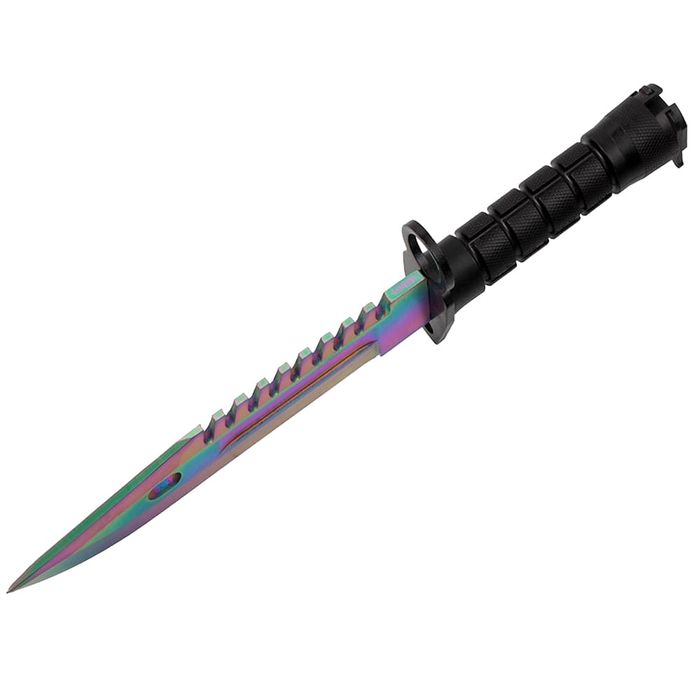 Cutit vanatoare IdeallStore®, Rainbow Rambo, 32.5 cm, teaca inclusa