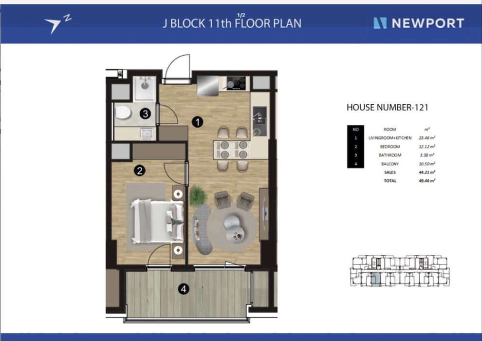 New Port — Premium | Яккасарай | 44 м²