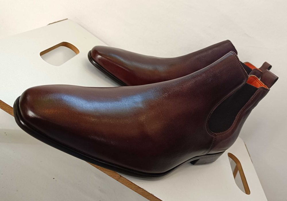 Ghete chelsea 43 43.5 plain toe premium GREVE NOI piele naturala moale