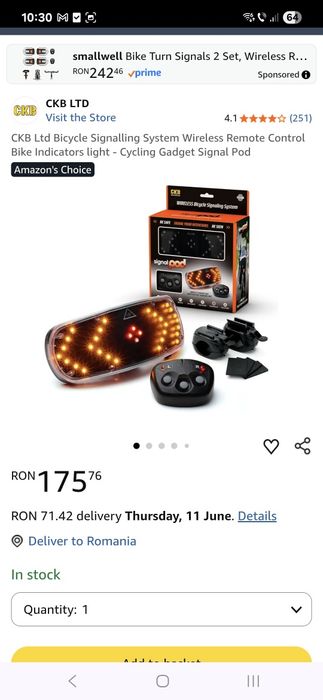 Set Far + Stop LED wireless cu semnalizare bicicleta