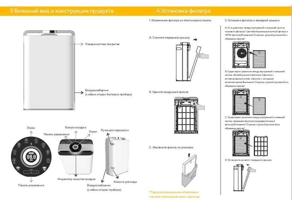 Очиститель воздуха Welkin 90м3/ч. 34-58m2. + Увлажнитель / + доставка